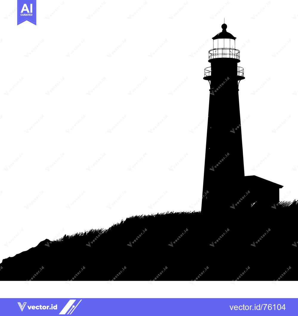 Premium Vector dari Silhouette of a Lighthouse on a Cliffside