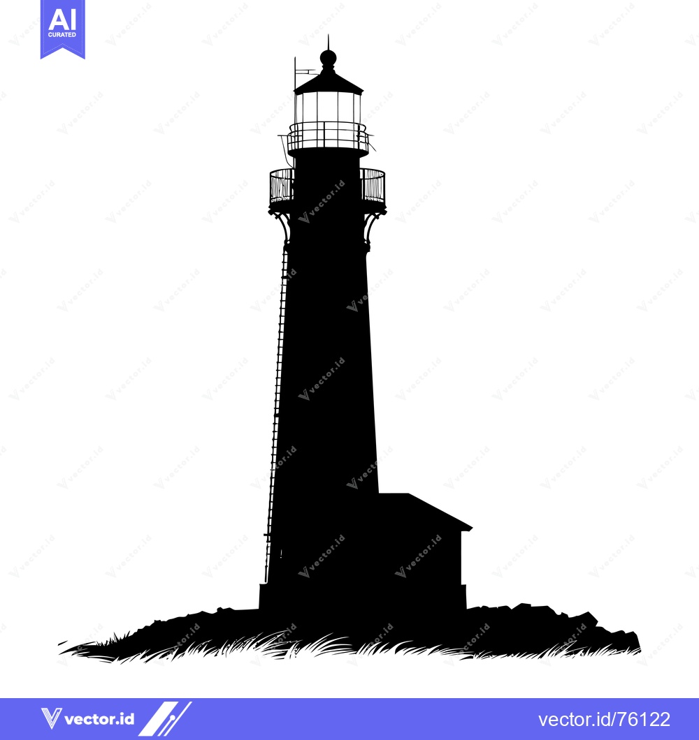 Premium Vector dari Black and White Silhouette of a Lighthouse on a Cliff