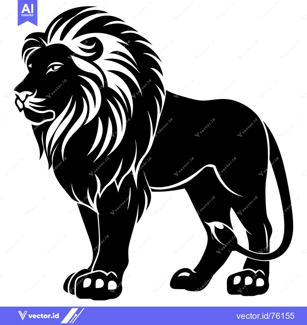 Premium Vector dari A Black and White Silhouette of a Standing Lion