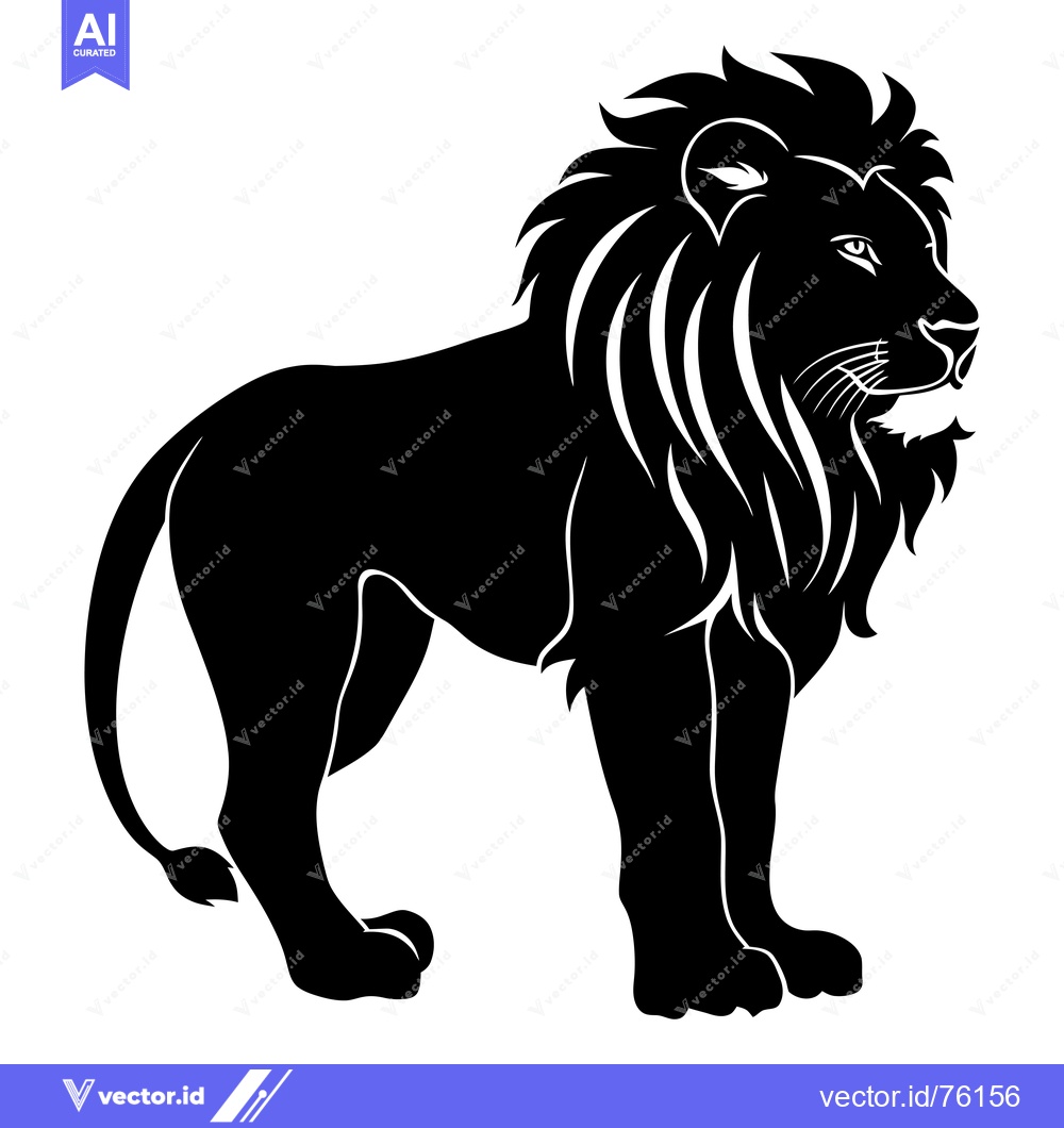 Premium Vector dari Black and White Silhouette of a Lion