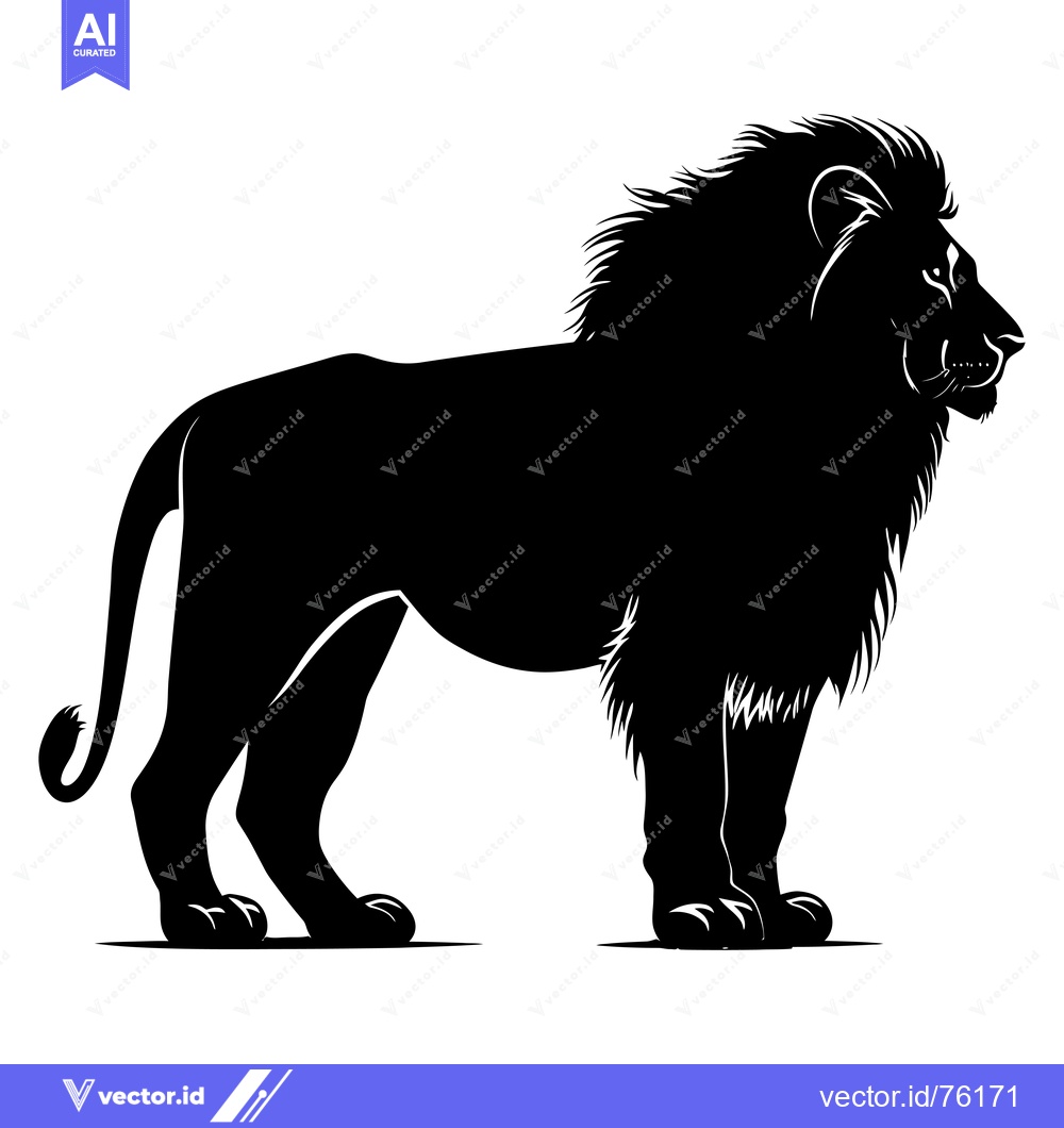 Premium Vector dari Black Silhouette of a Lion Standing in Profile