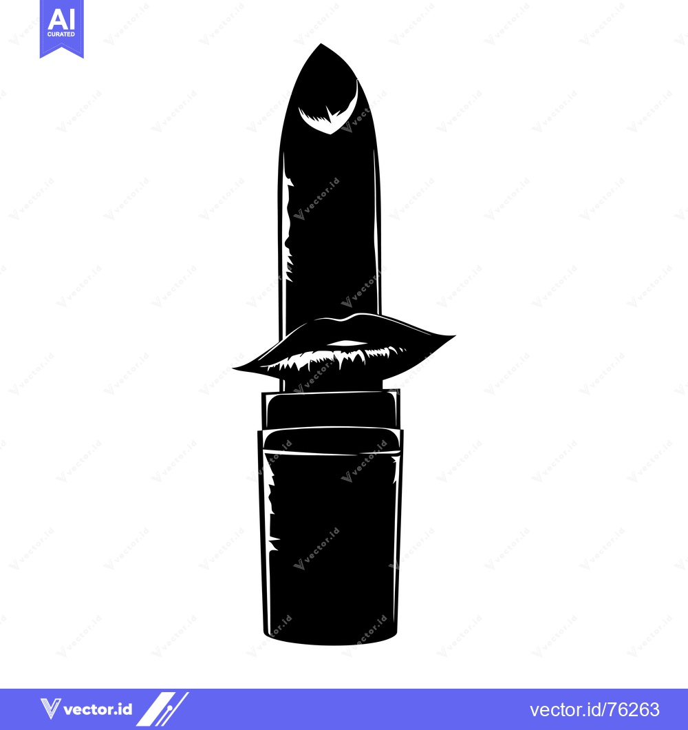 Premium Vector dari Black and White Illustration of a Lipstick with Lips