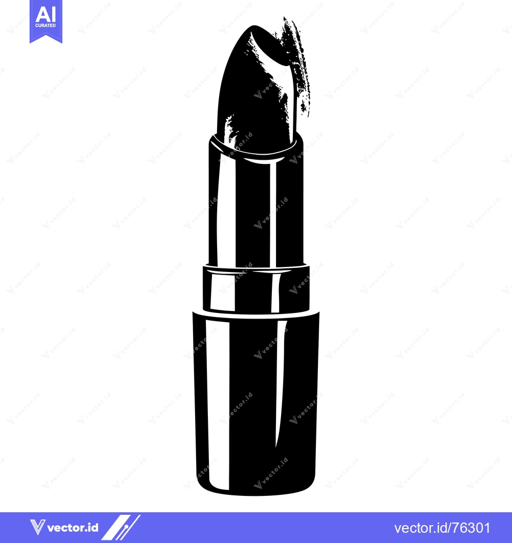Premium Vector dari Black and White Silhouette of a Lipstick with Swatch
