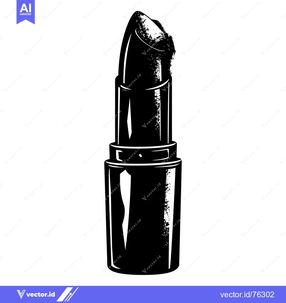 Premium Vector of Black and White Illustration of a Lipstick with Worn-Down Tip