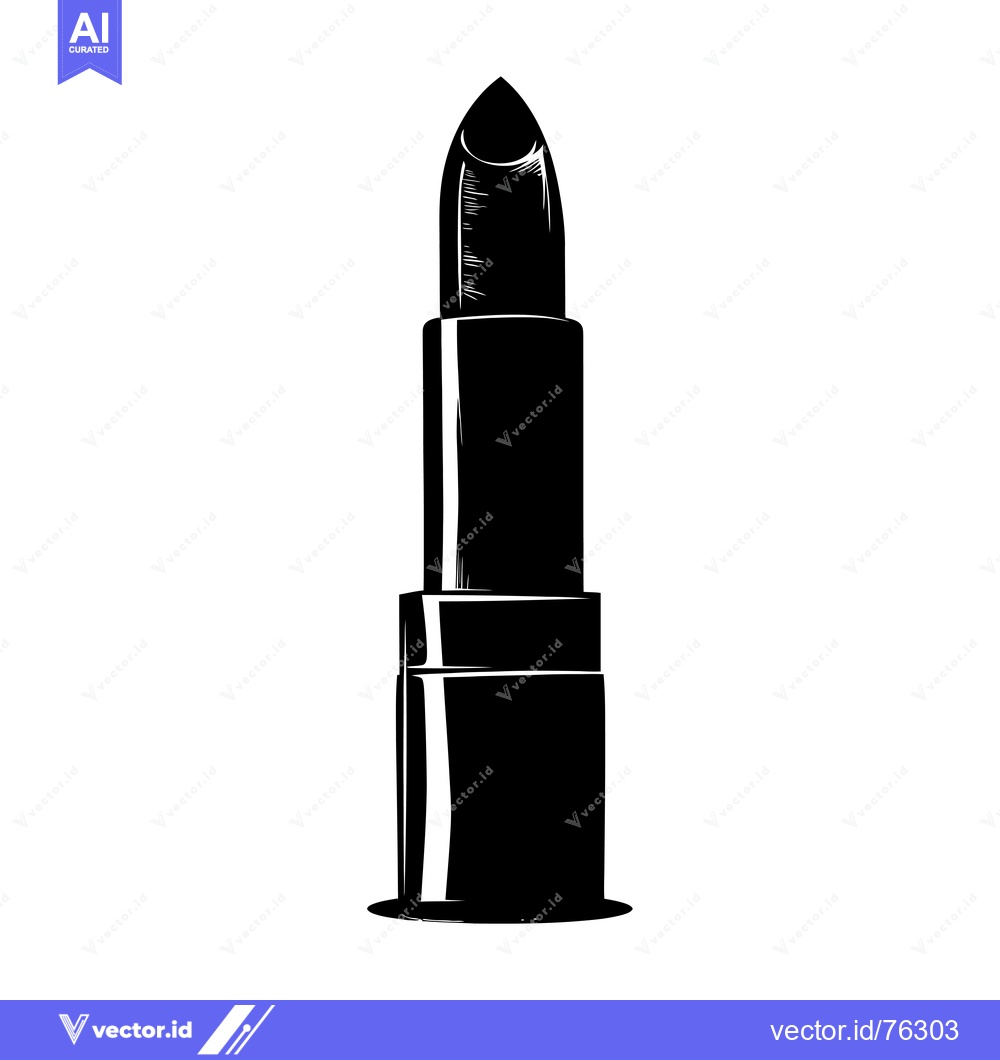 Premium Vector of Black and White Silhouette of a Lipstick Tube