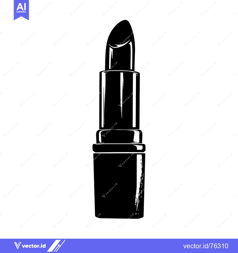 Premium Vector of Black and White Silhouette of a Lipstick Tube
