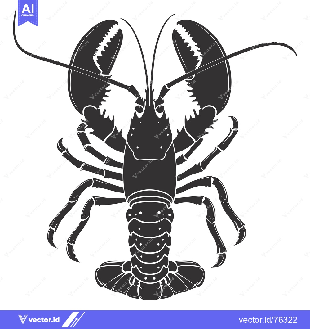Premium Vector dari Black and White Silhouette of a Lobster with Claws Outstretched