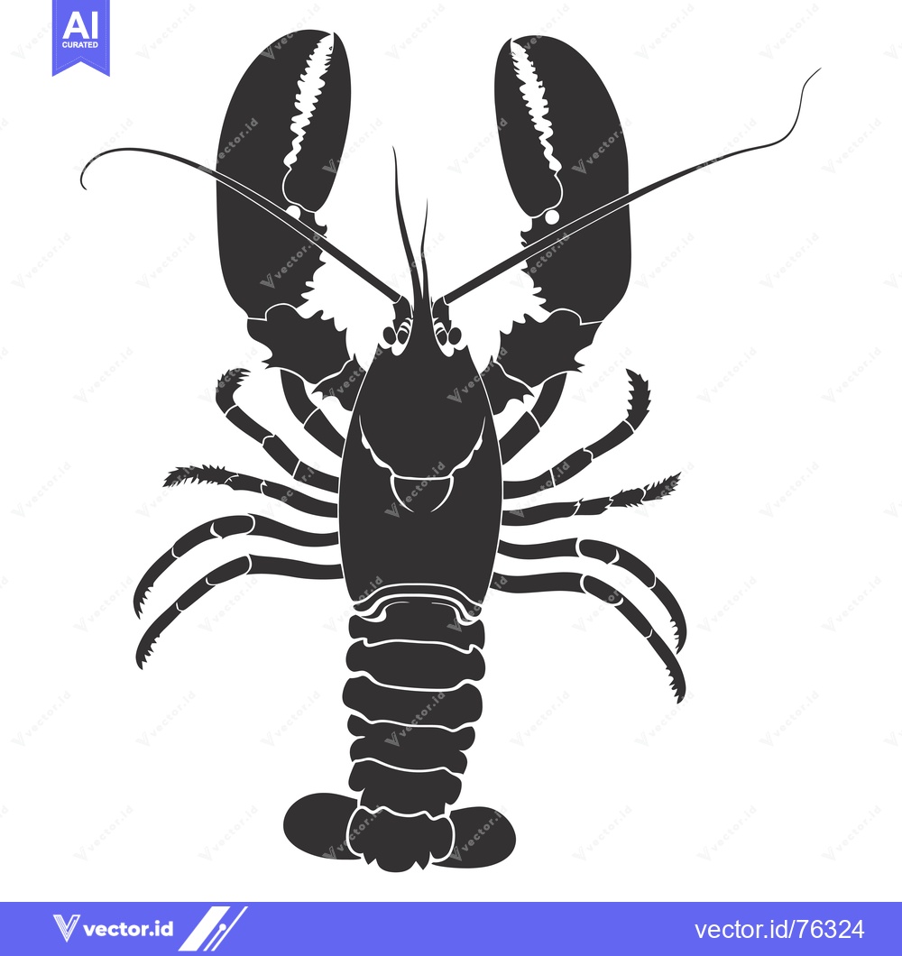 Premium Vector dari Black and White Silhouette of a Lobster