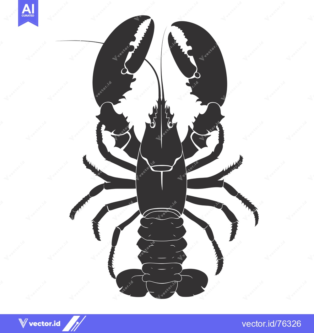 Premium Vector dari Black and White Silhouette of a Lobster with Claws