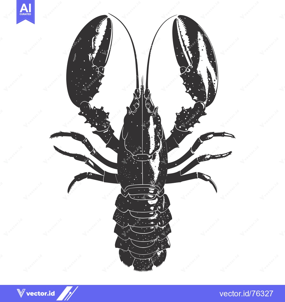 Premium Vector dari A black and white illustration of a lobster from a top-down perspectiv