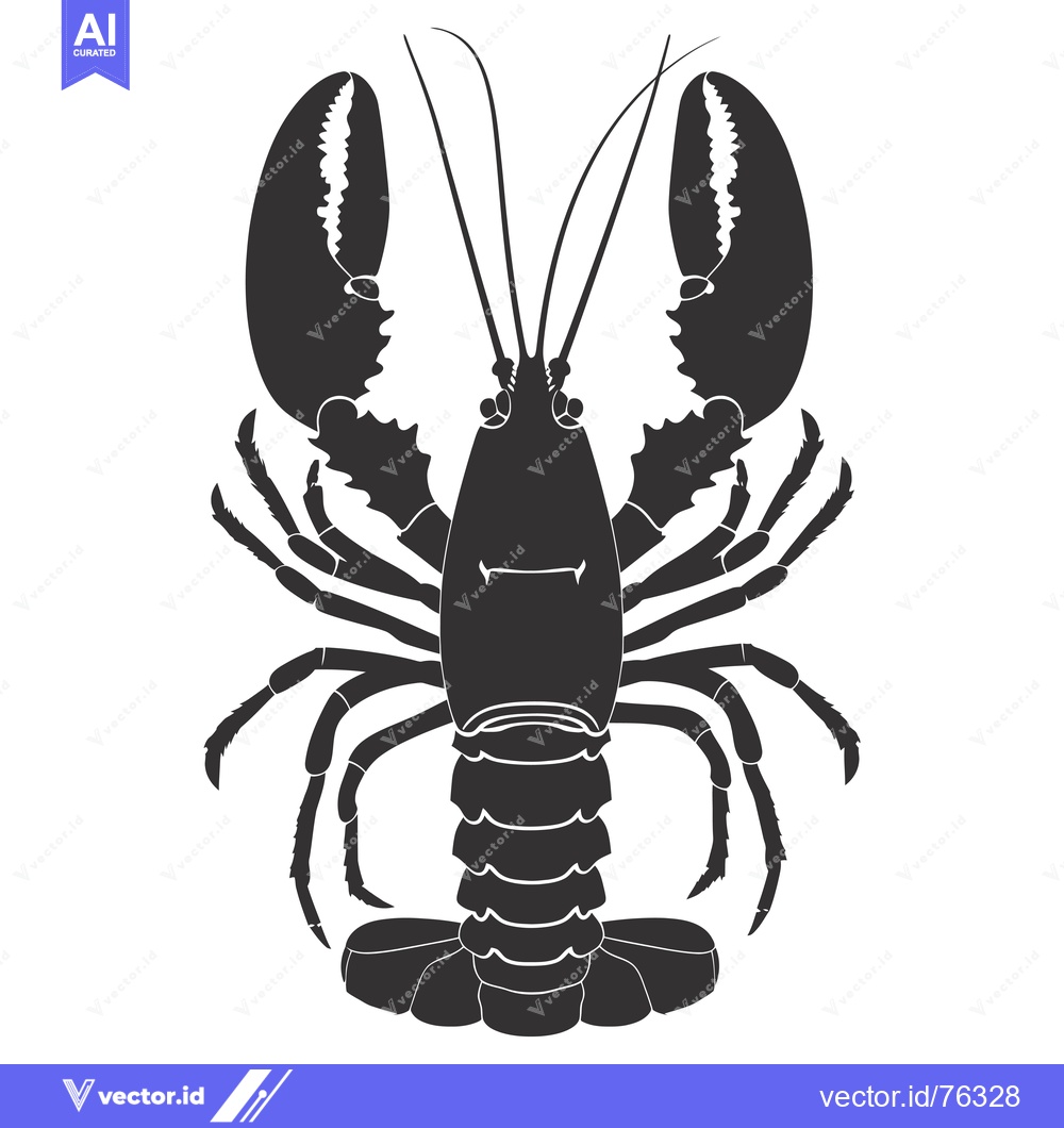Premium Vector of Black and white silhouette of a lobster