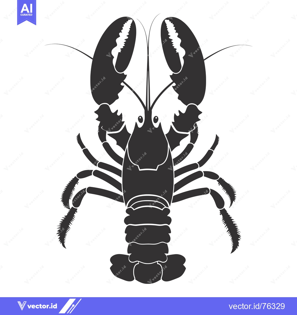 Premium Vector of Black and White Silhouette of a Lobster