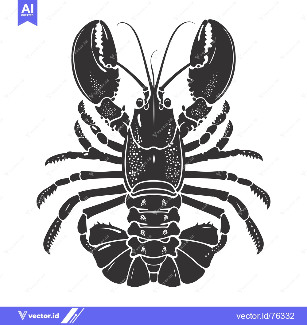 Premium Vector dari Black and White Silhouette of a Lobster