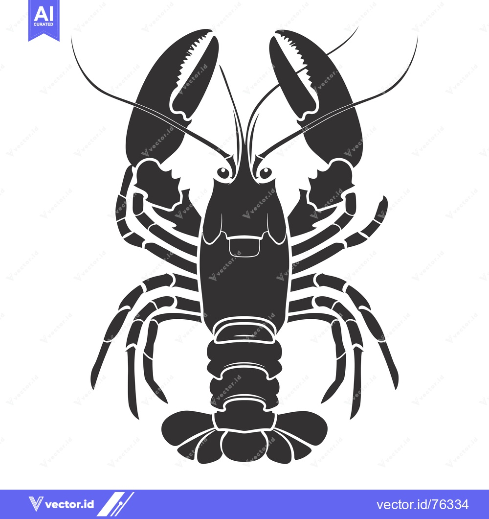 Premium Vector dari Black and White Silhouette of a Lobster with Claws Outstretched