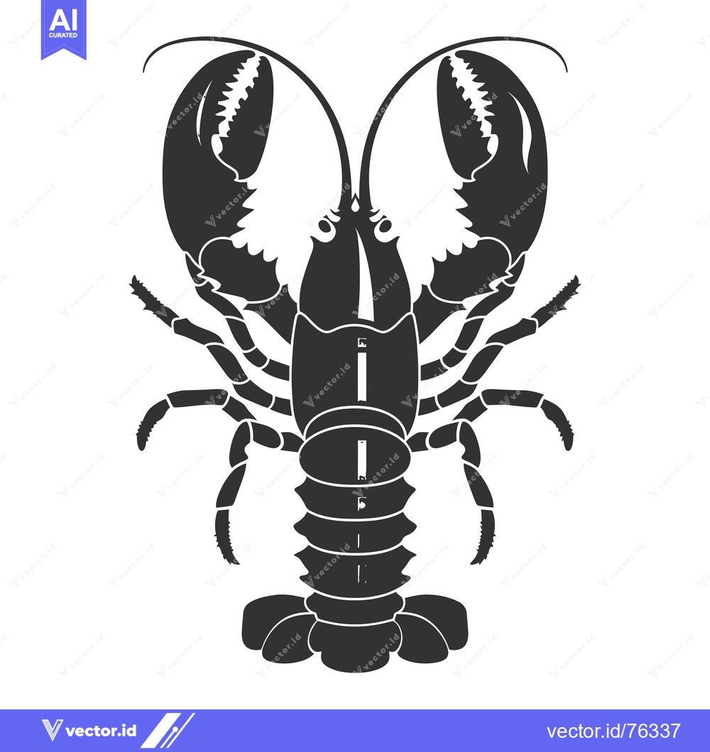 Premium Vector dari Black and white silhouette of a lobster with its claws raised