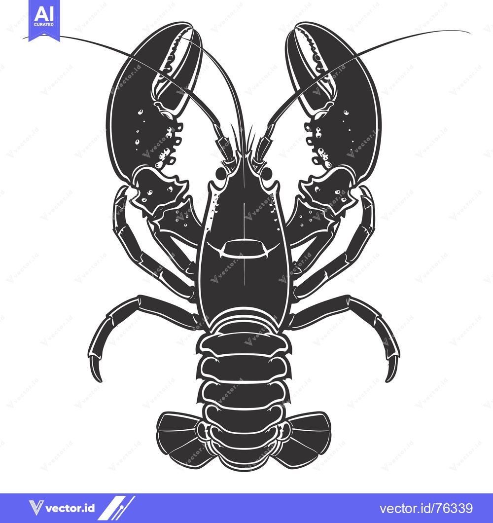Premium Vector dari Black and White Silhouette of a Lobster