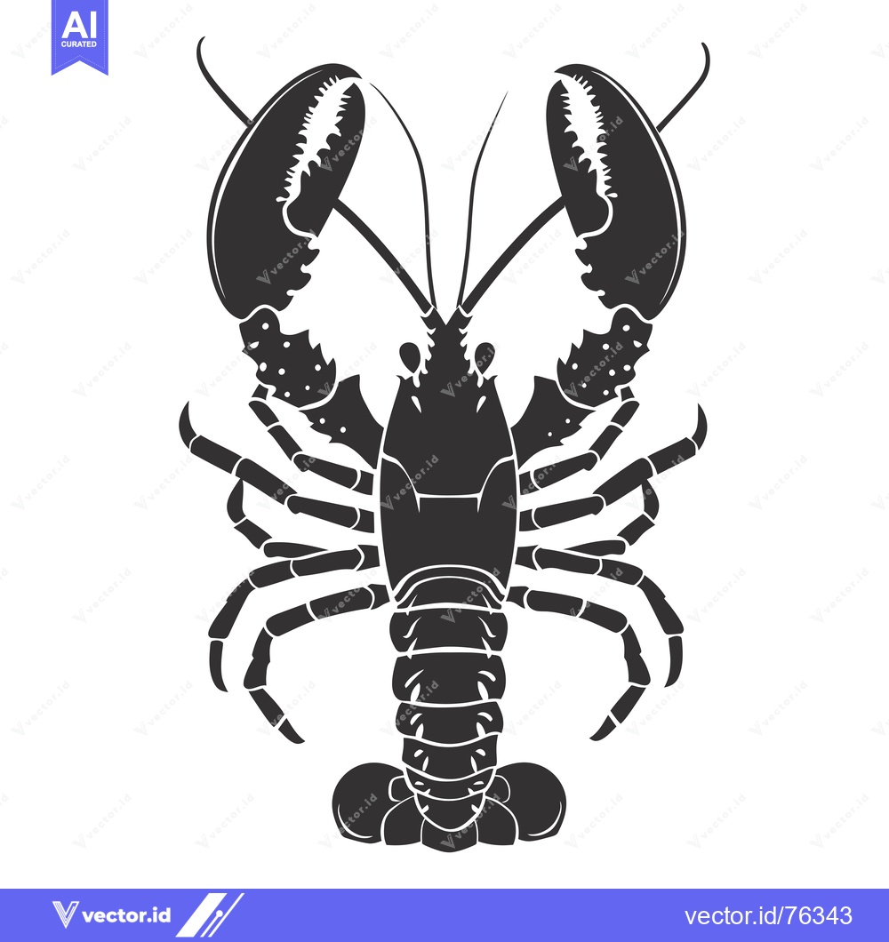 Premium Vector dari Black and white silhouette of a lobster