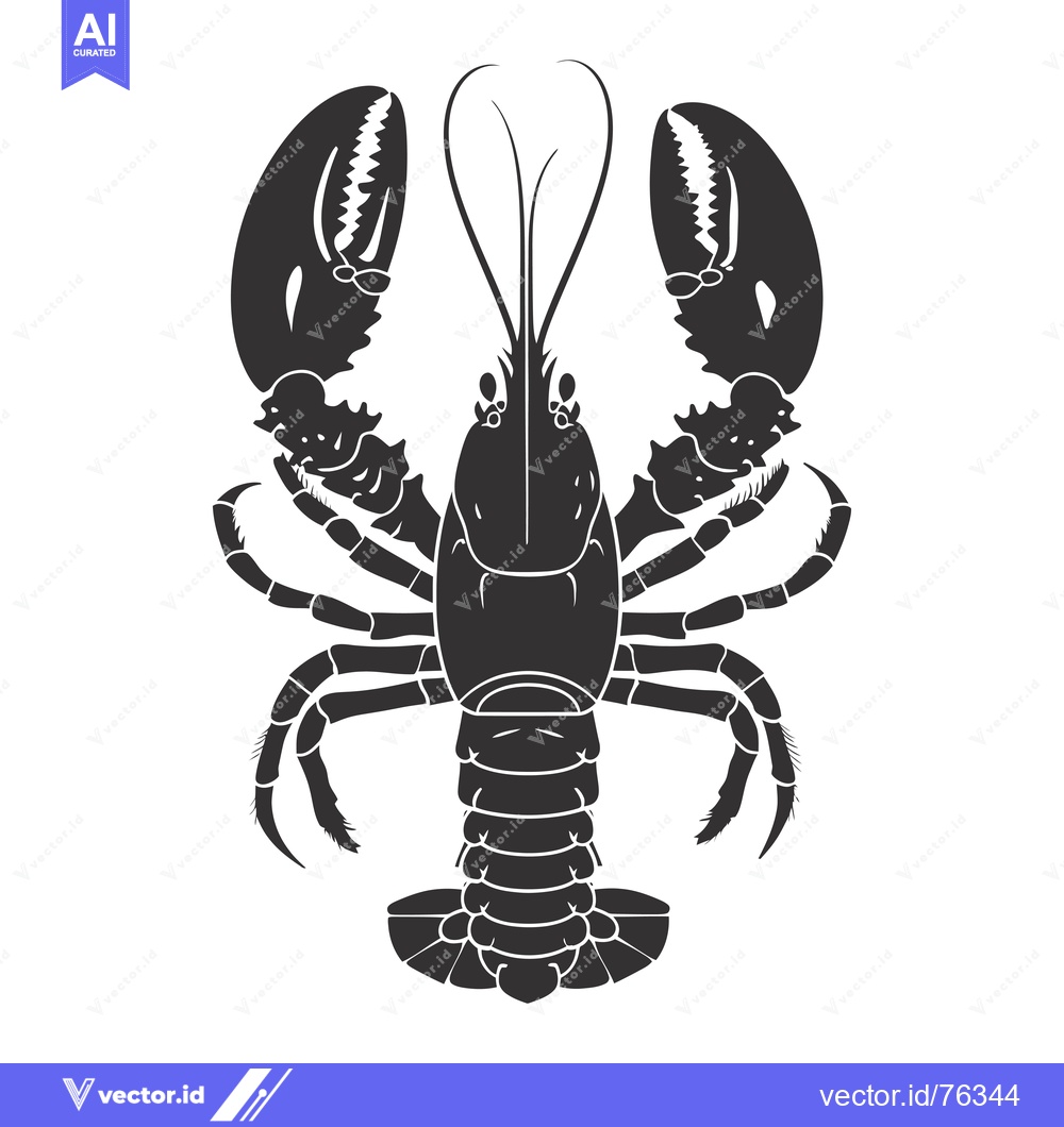 Premium Vector dari Black and White Silhouette of a Lobster