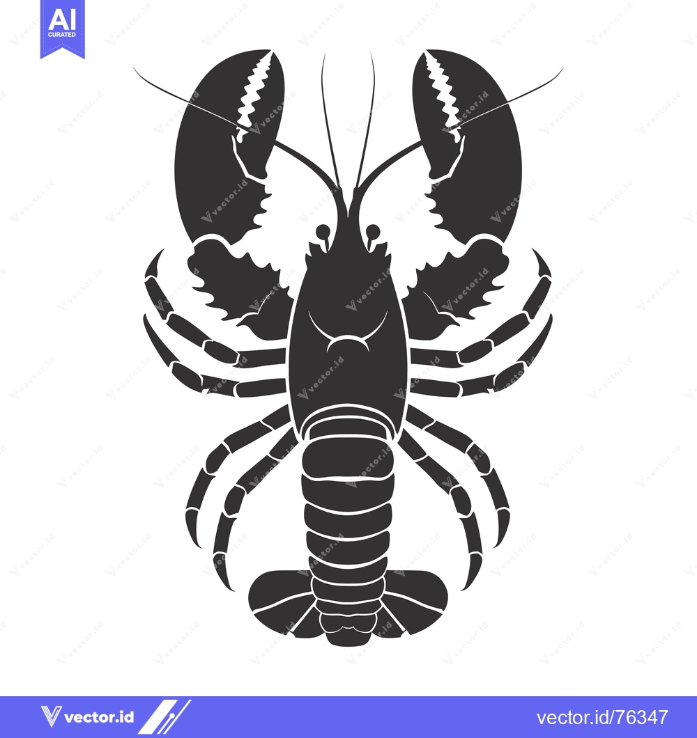 Premium Vector dari Black and White Silhouette of a Lobster with Claws Extended