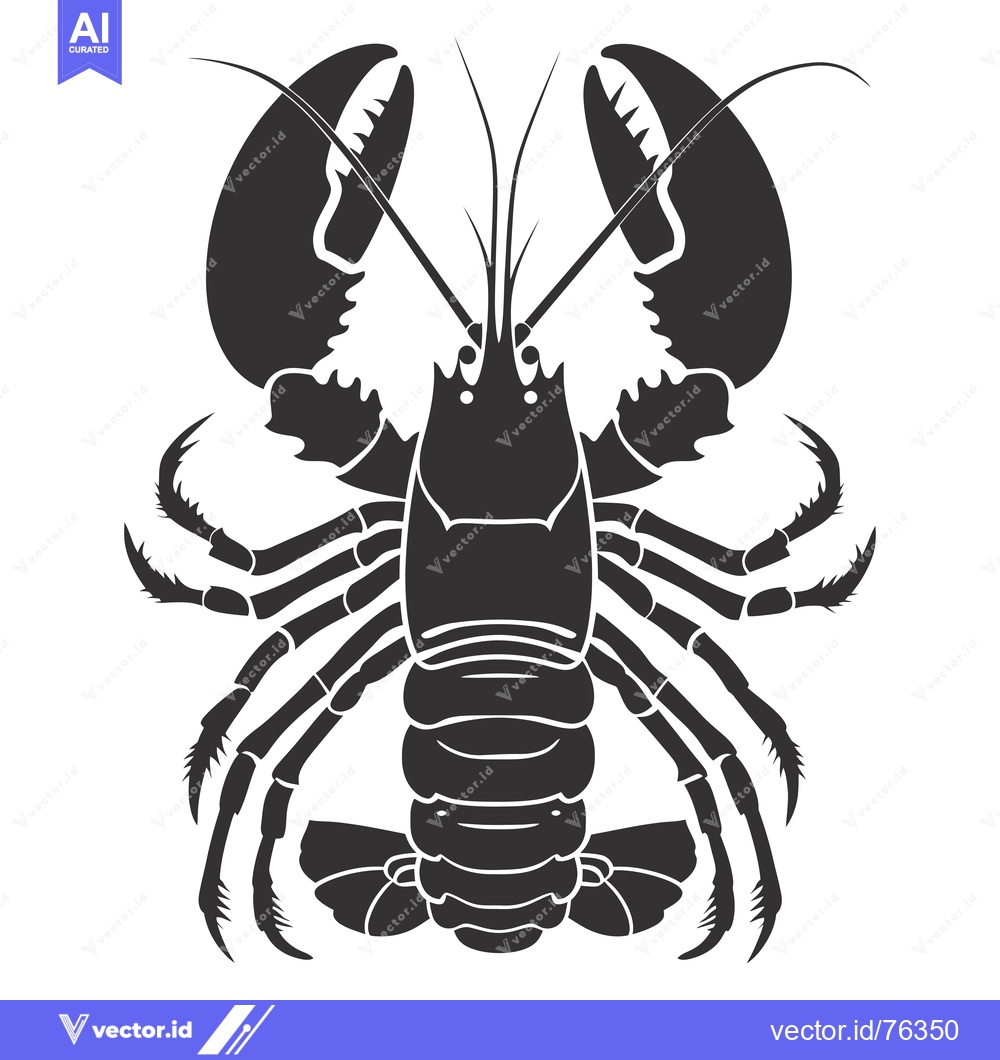 Premium Vector dari Black and White Silhouette of a Lobster