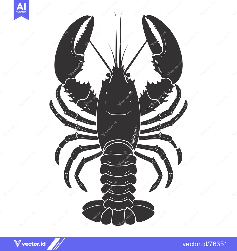 Premium Vector of Black and White Silhouette of a Lobster