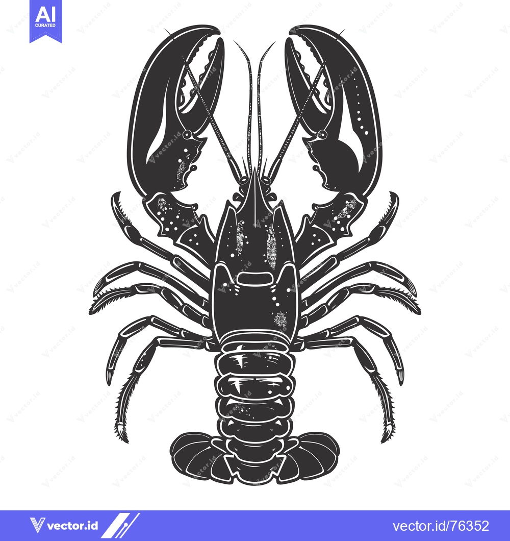 Premium Vector dari Black and White Illustration of a Lobster with Claws Raised