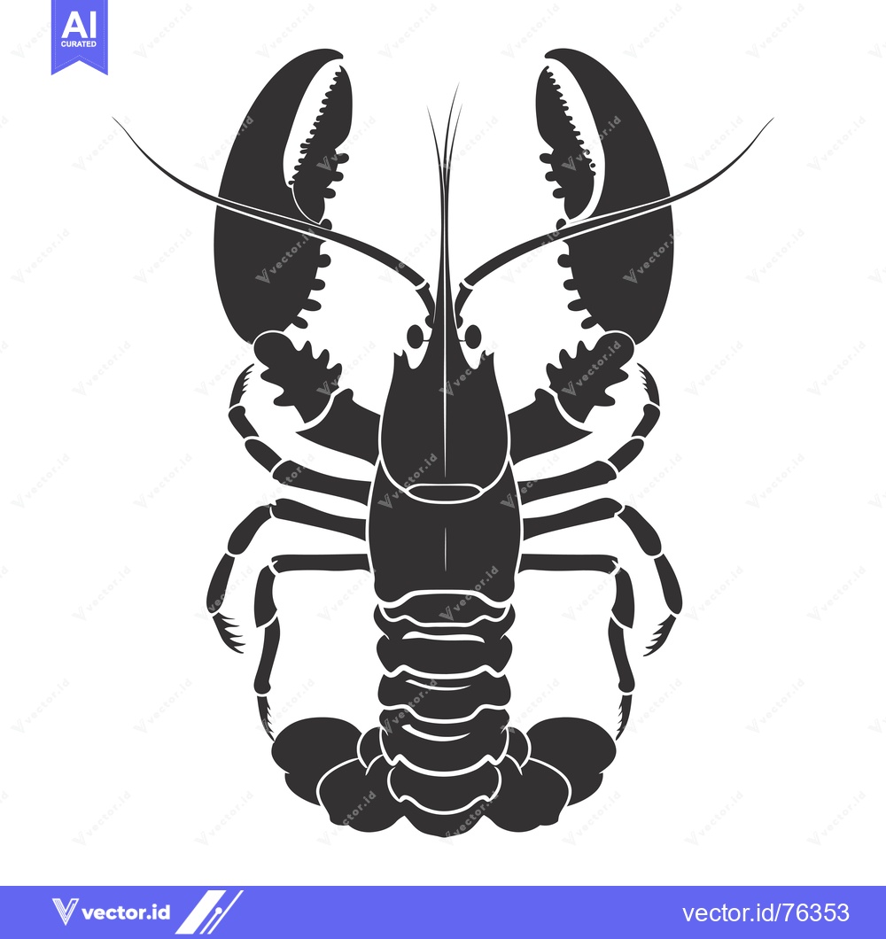 Premium Vector of Black and White Silhouette of a Lobster with Claws Outstretched