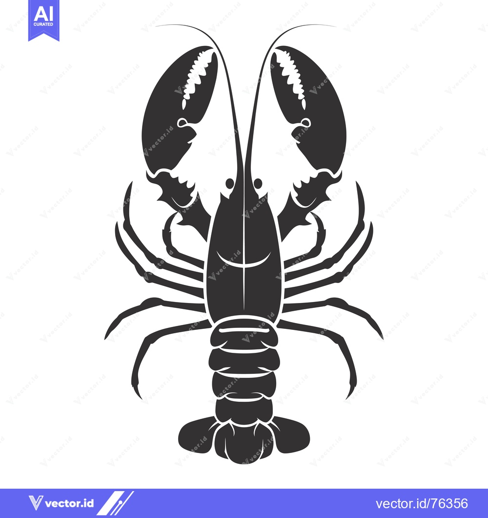 Premium Vector of Black and White Silhouette of a Lobster
