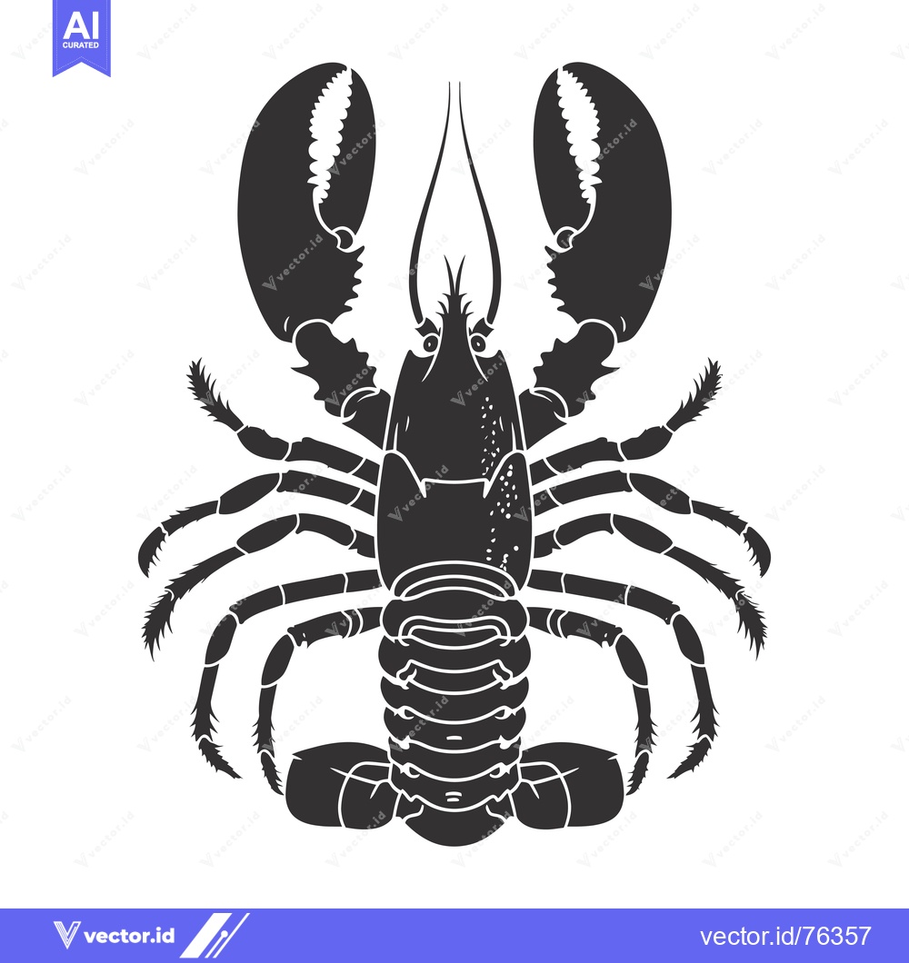 Premium Vector dari Black and White Silhouette of a Lobster