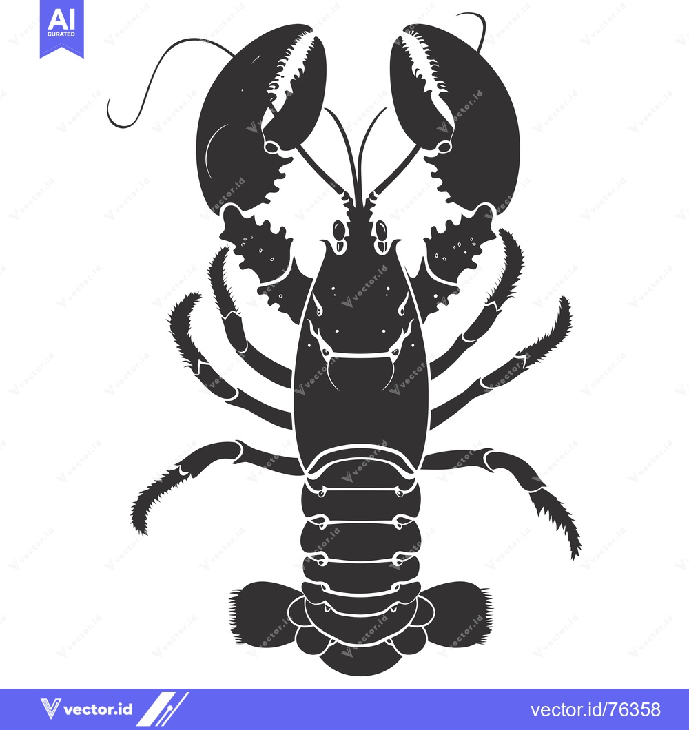 Premium Vector of Black and White Silhouette of a Lobster with Claws