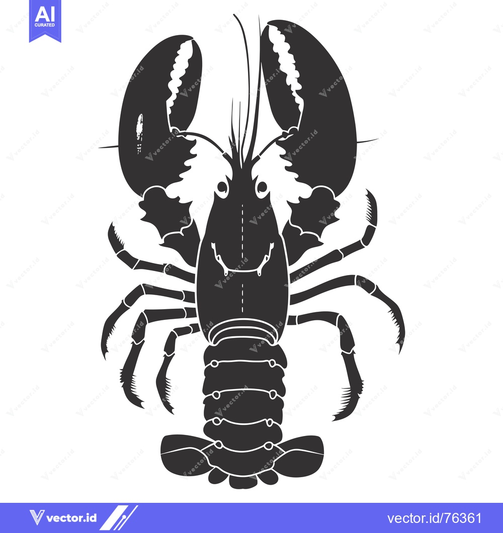Premium Vector dari Black and White Silhouette of a Lobster