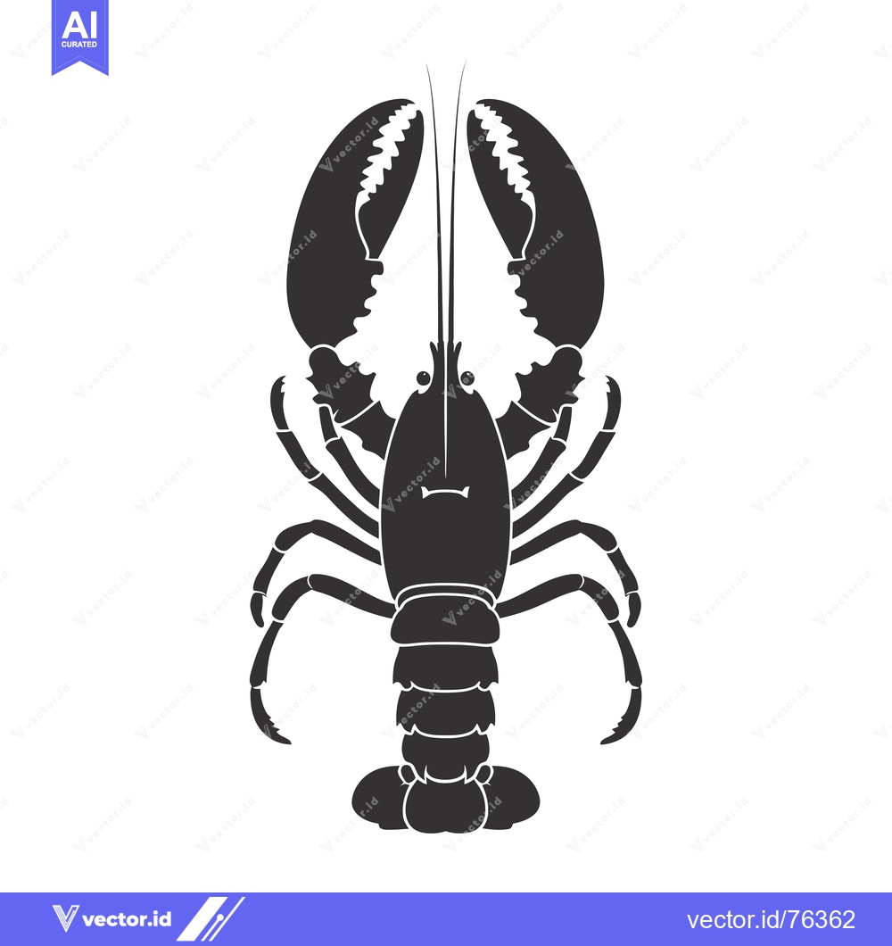 Premium Vector dari Black and white silhouette of a lobster with claws raised