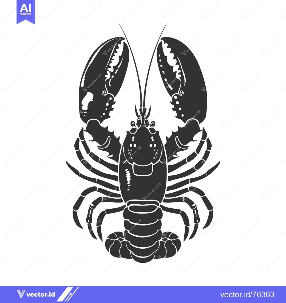 Premium Vector dari Black and White Illustration of a Lobster with Claws Raised