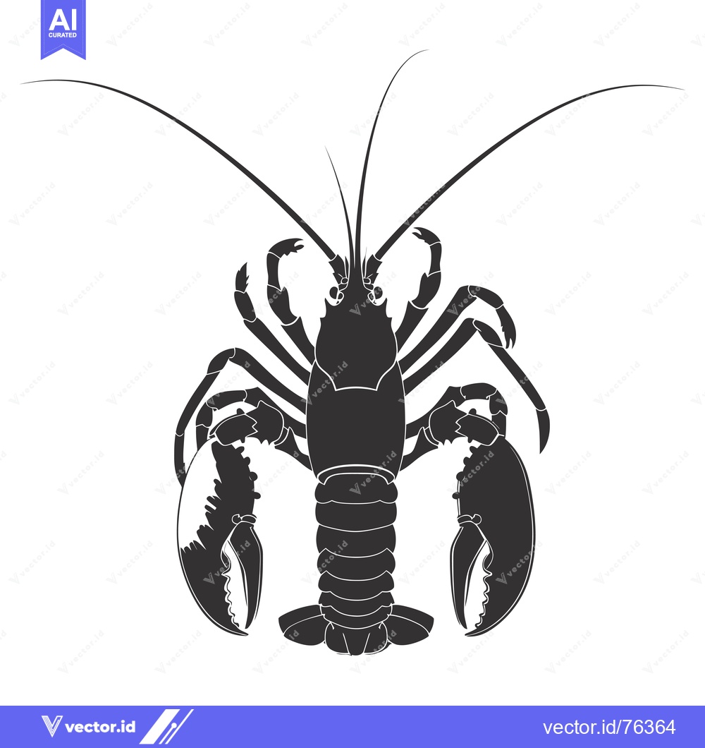 Premium Vector dari Black and White Silhouette of a Lobster
