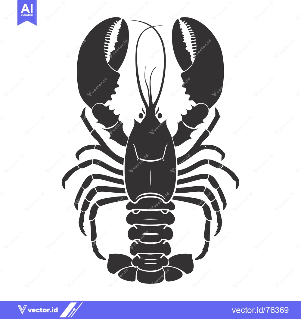 Premium Vector dari Black and White Silhouette of a Lobster