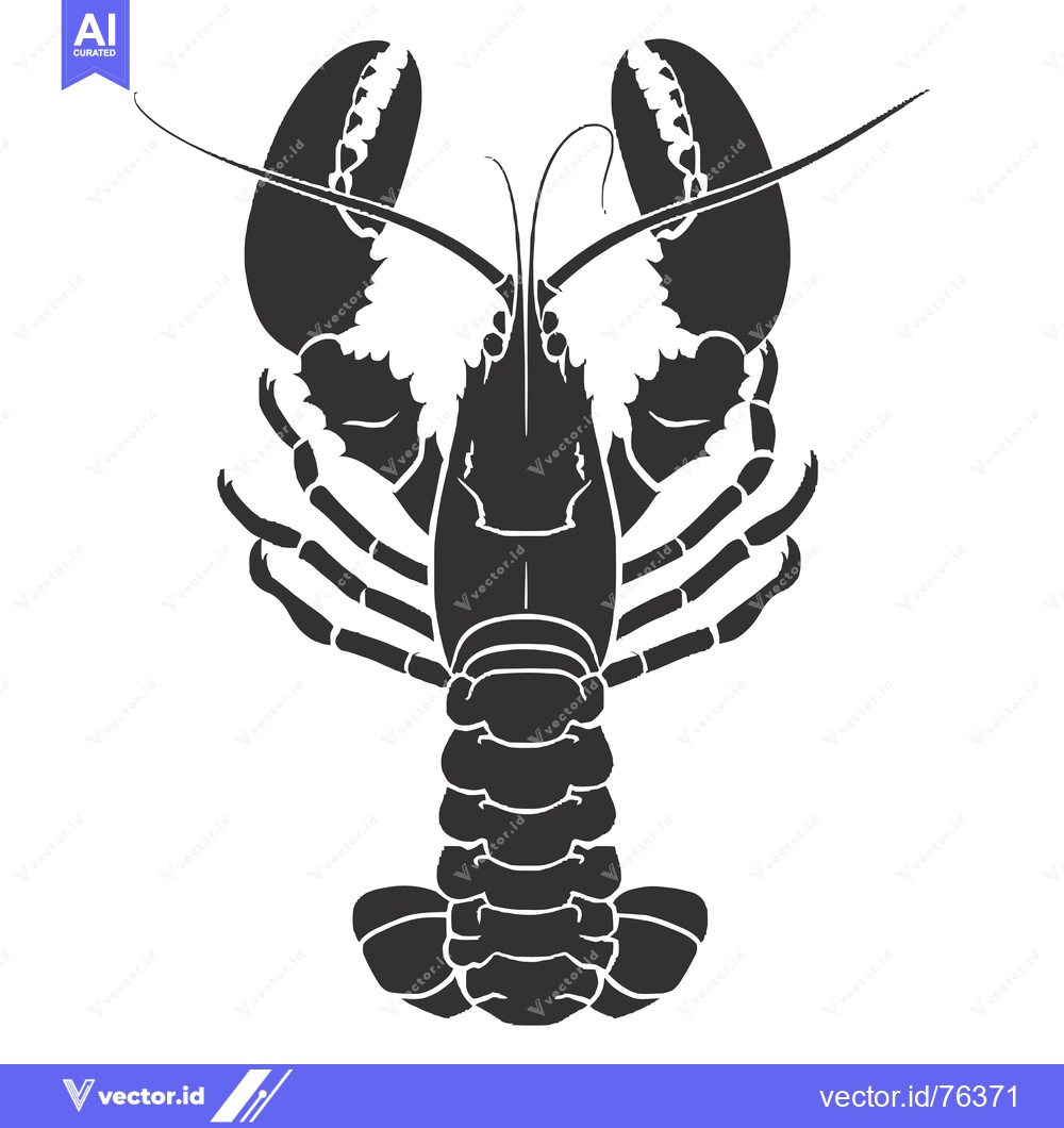 Premium Vector of Black and white silhouette of a lobster viewed from the front