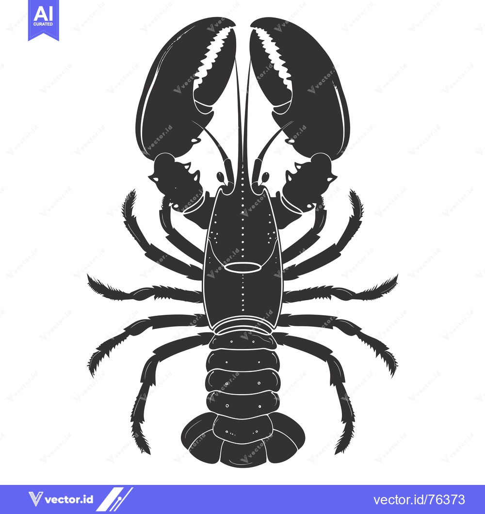 Premium Vector of A Detailed Silhouette of a Lobster with Claws Extended