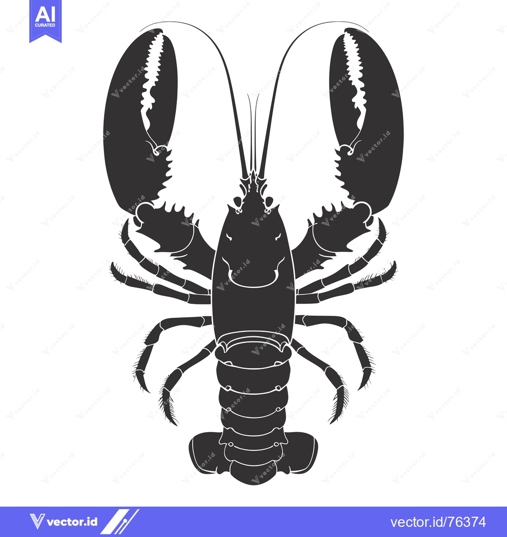 Premium Vector dari Black and White Silhouette of a Lobster