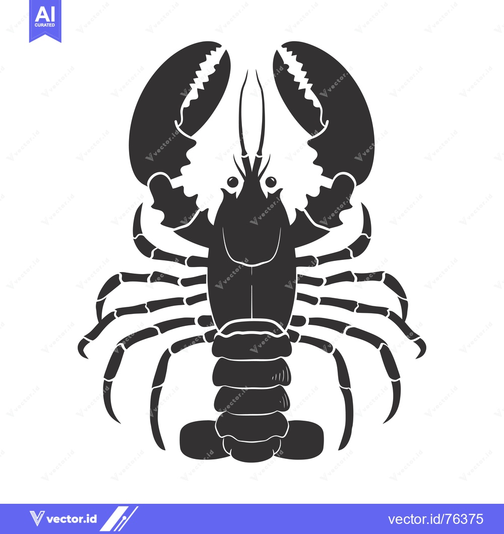 Premium Vector dari Black and White Silhouette of a Lobster