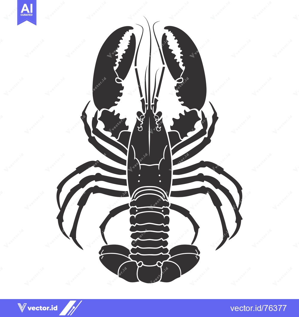 Premium Vector dari Black and White Silhouette of a Lobster