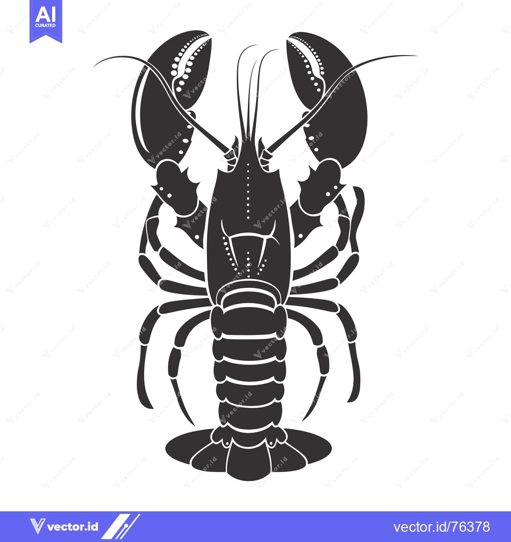 Premium Vector of Black and White Silhouette of a Lobster