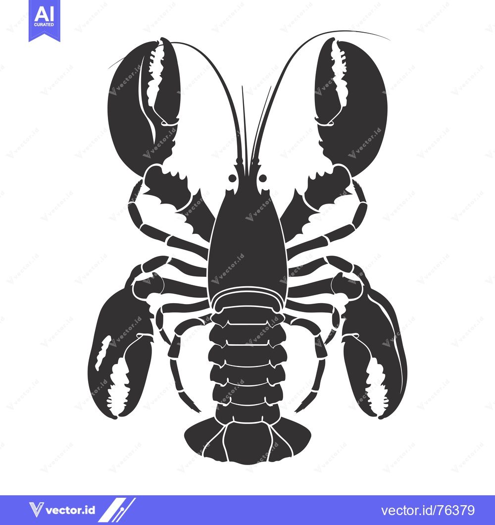Premium Vector dari Black and White Silhouette of a Lobster with Claws