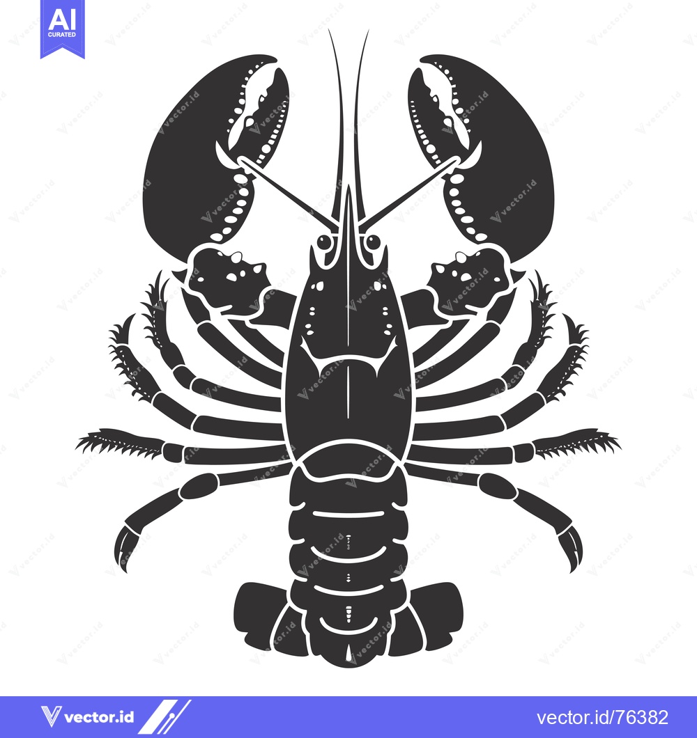 Premium Vector dari Black and White Silhouette of a Lobster