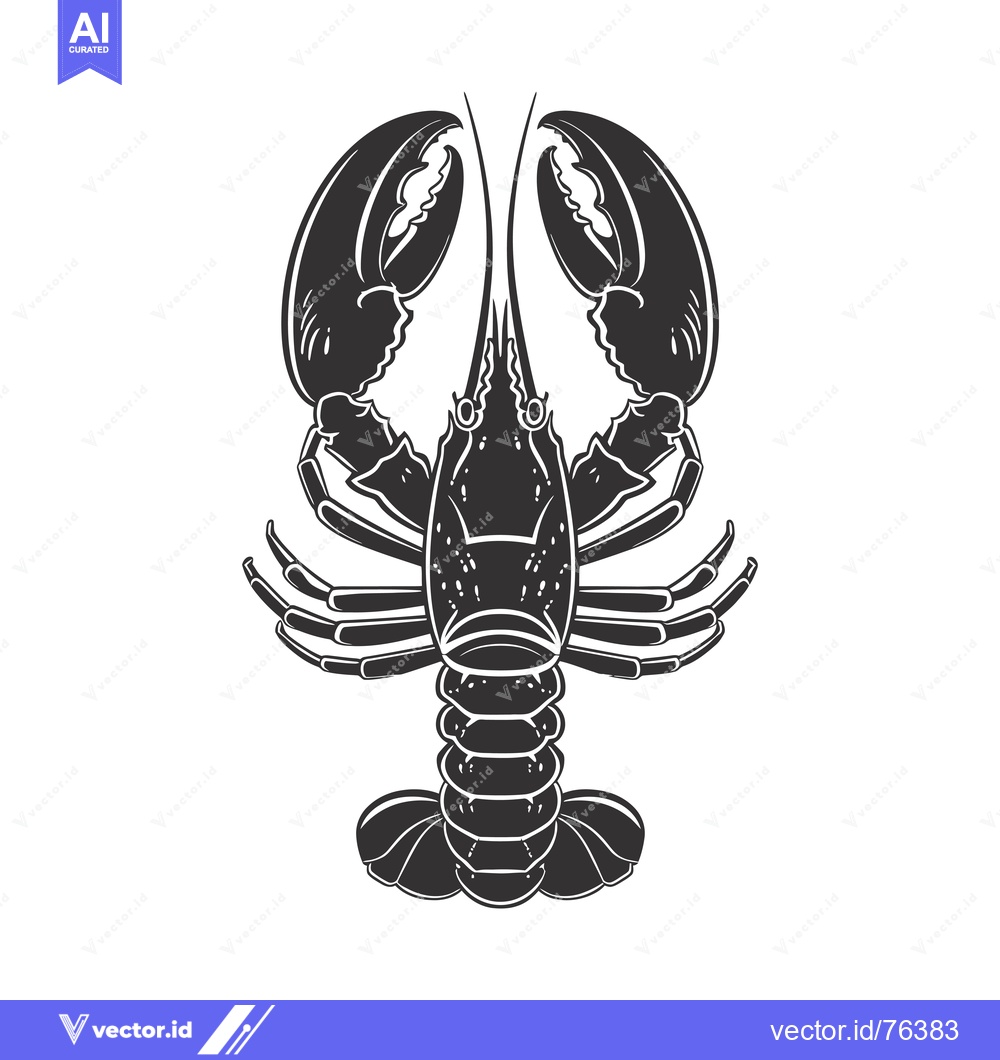Premium Vector dari Black and White Illustration of a Lobster