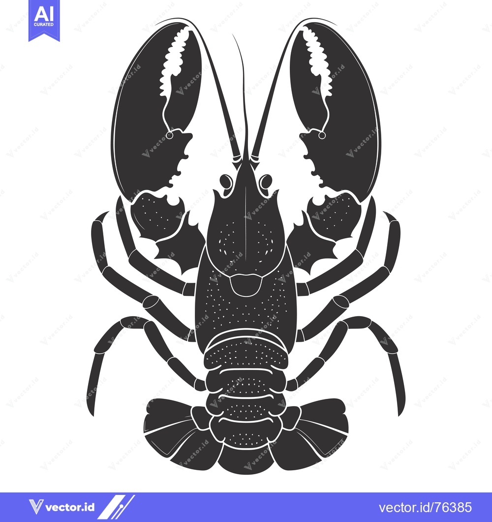 Premium Vector dari Black and white silhouette of a lobster with outstretched claws