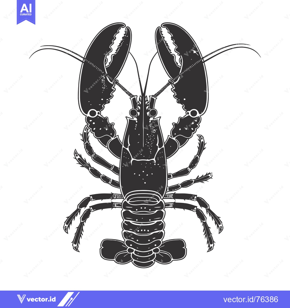 Premium Vector dari Black and White Illustration of a Lobster Viewed from Above