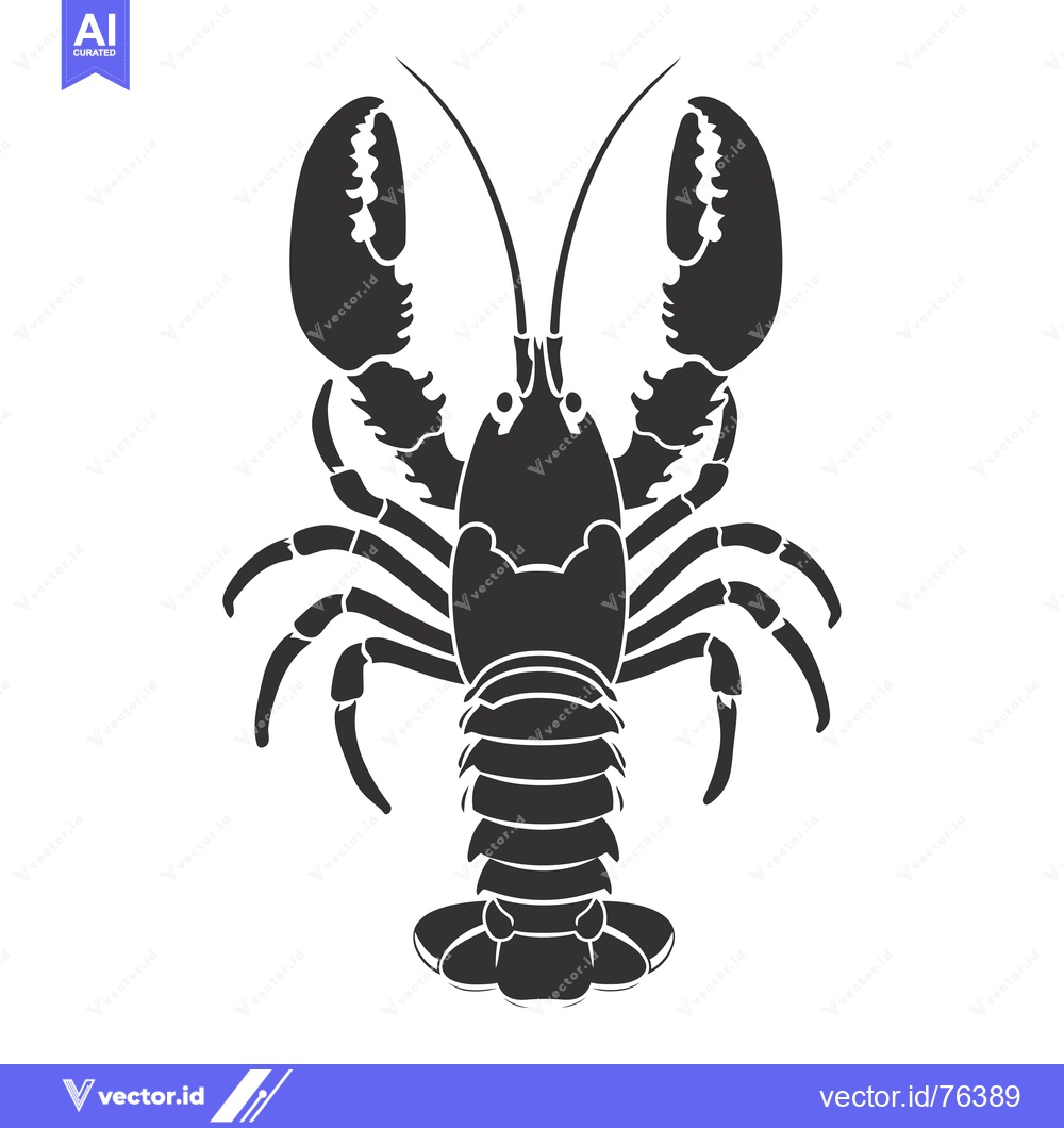 Premium Vector of Black and White Silhouette of a Lobster