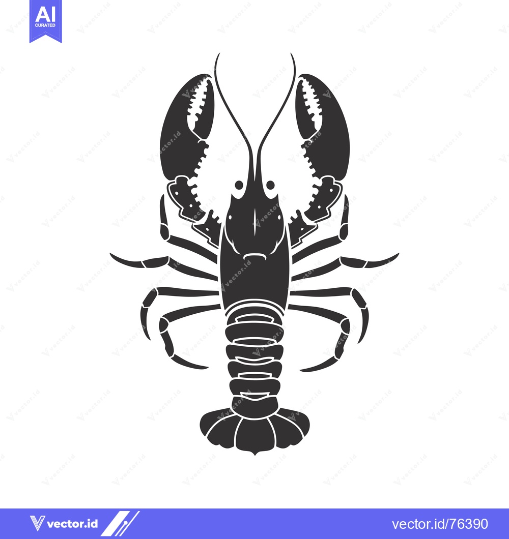 Premium Vector of Black and White Silhouette of a Lobster