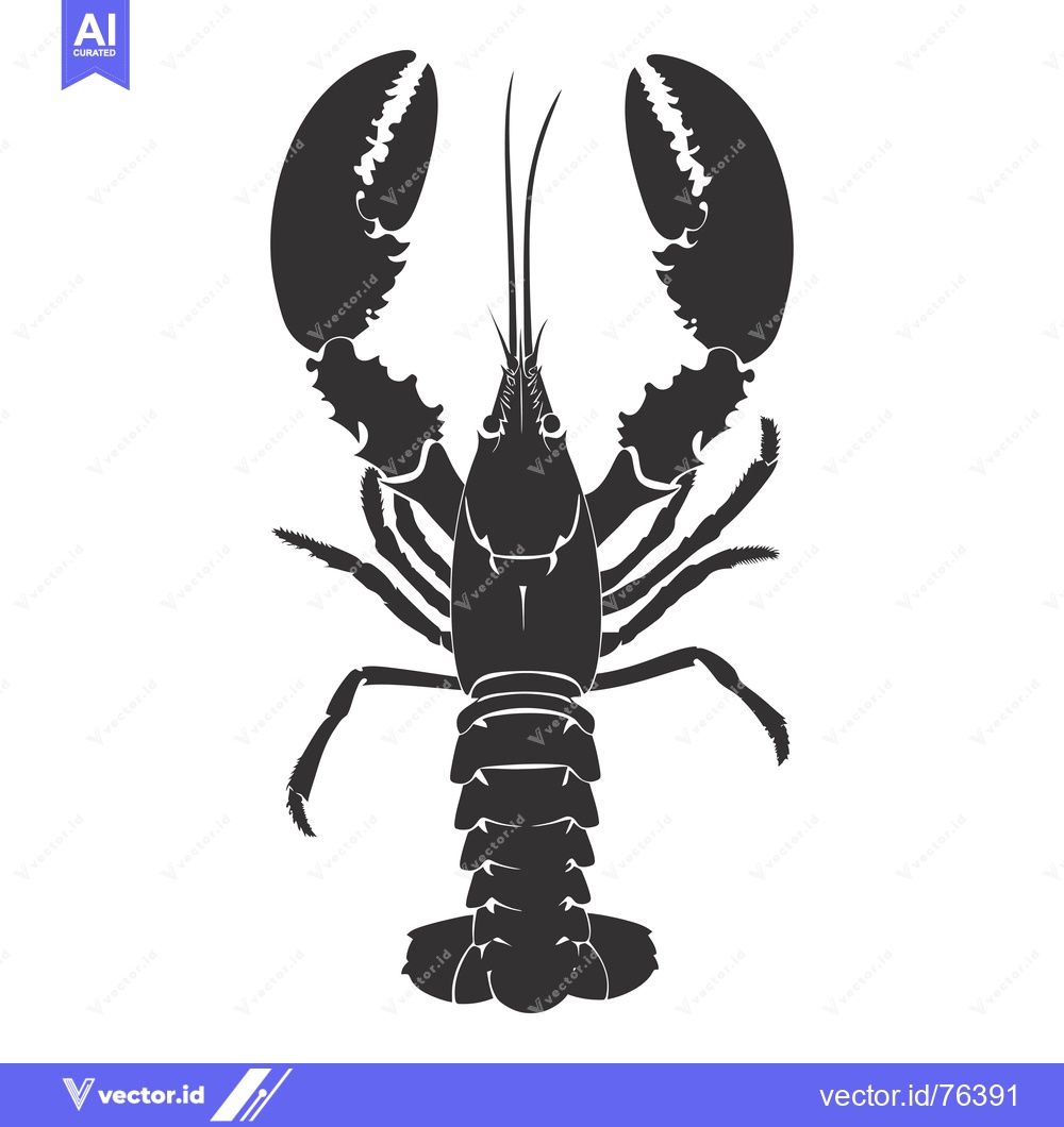 Premium Vector dari A Black and White Silhouette of a Lobster with Claws Outstretched