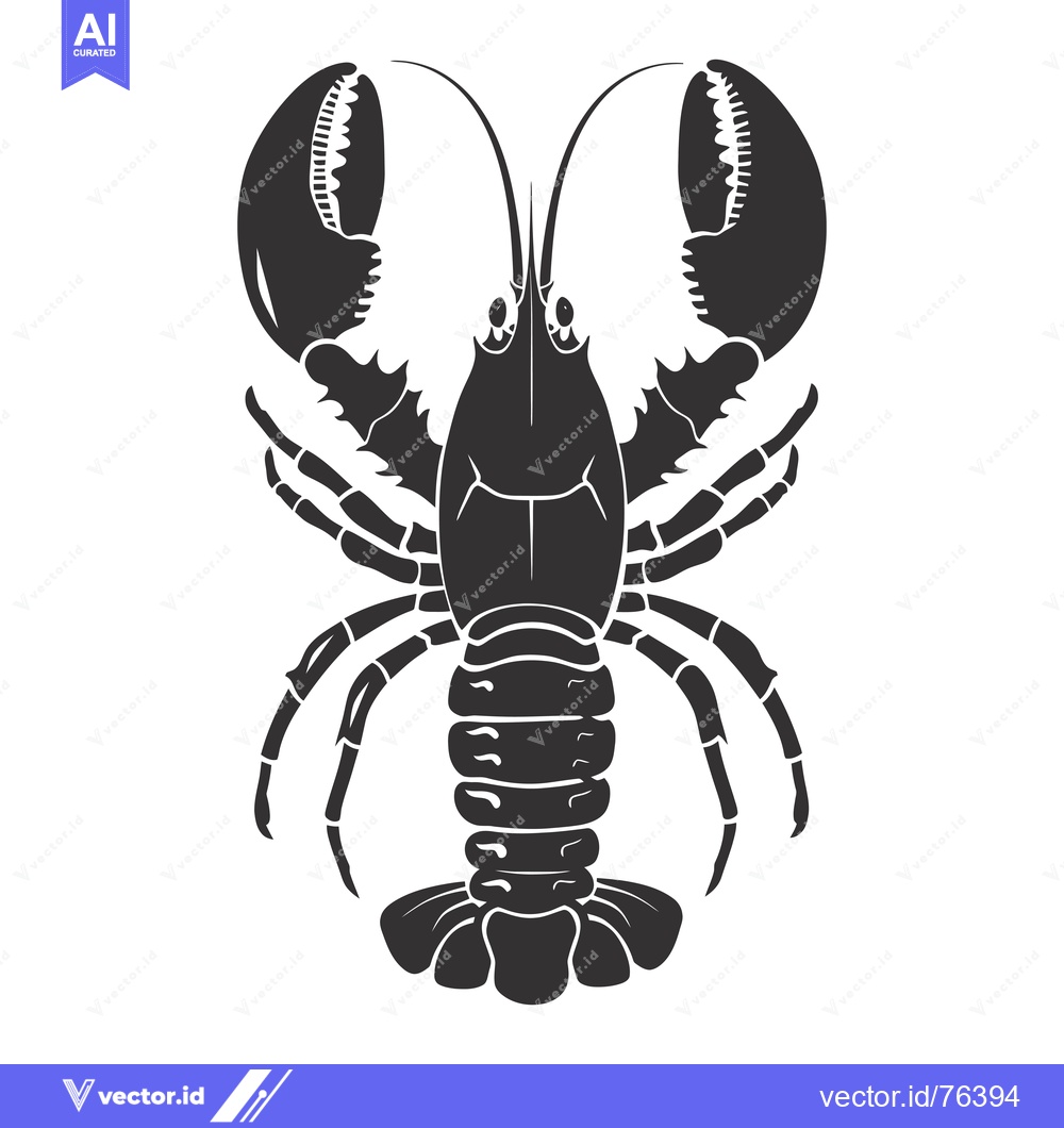 Premium Vector dari Black and white silhouette of a lobster with its claws up